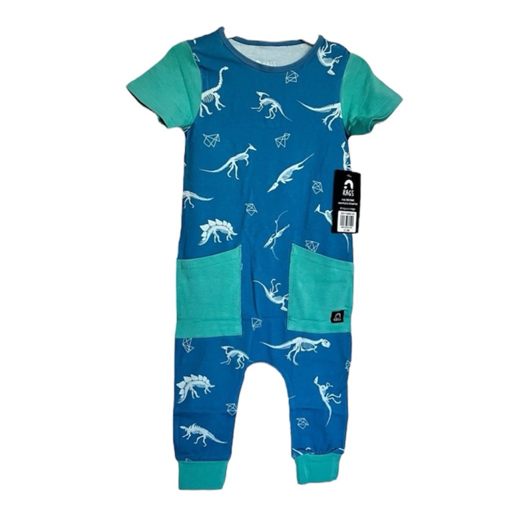 NWT rags dinosaur skeleton romper
